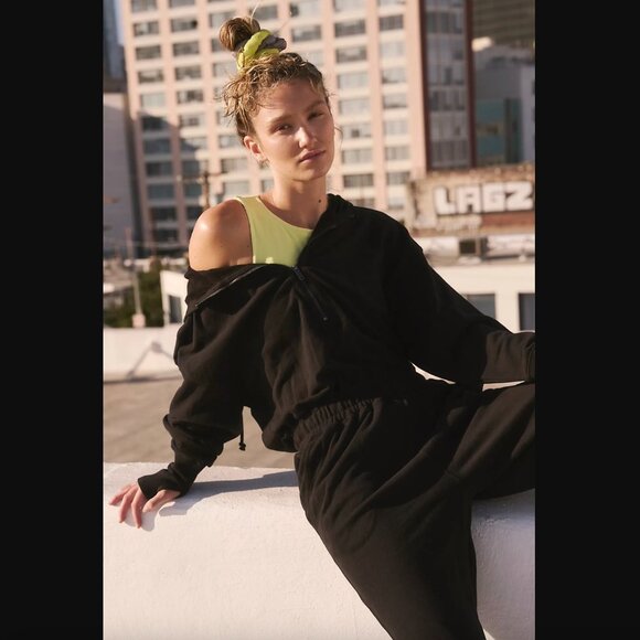 NWOT FP Movement Training Day Black Jumpsuit Onesie Overalls Hoodie Sweatpants - Picture 3 of 8